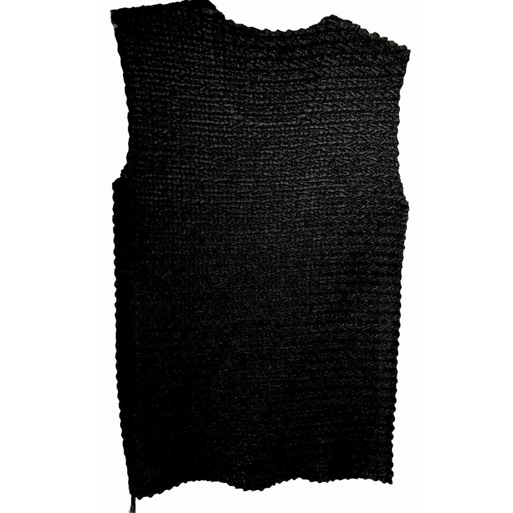 Crinkle Popcorn Top Sz XL Black Stretch  Sleeveless Goth Classic  Layer Vtg